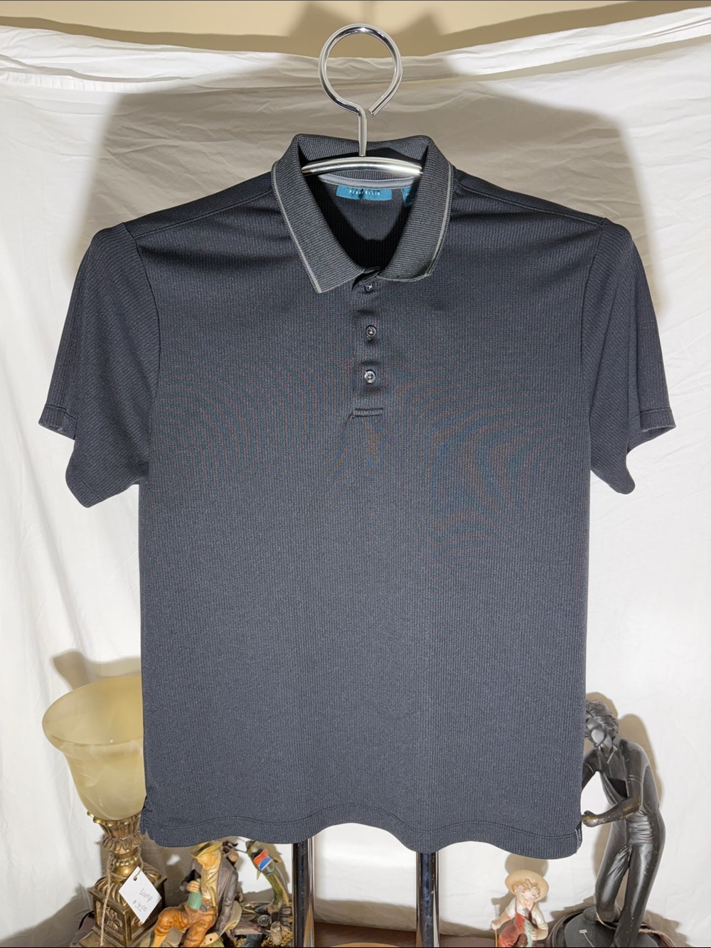 Perry Ellis Black Polo with Contrast Collar Trim